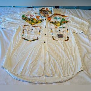 Vintage 1990's Get Used By Elie White Button Short Sleeve Shirt Size Medium